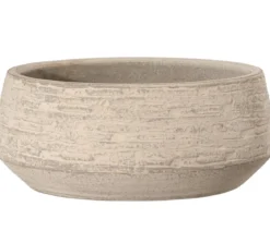 Dehner Keramik-Schale Tristan, bauchig, creme/braun, ca. Ø27/H11 cm