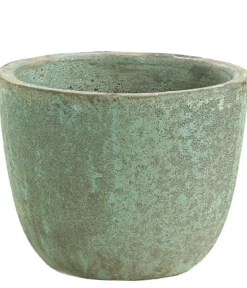 Dehner Keramik-Topf Rhodos, rund, blau-grün