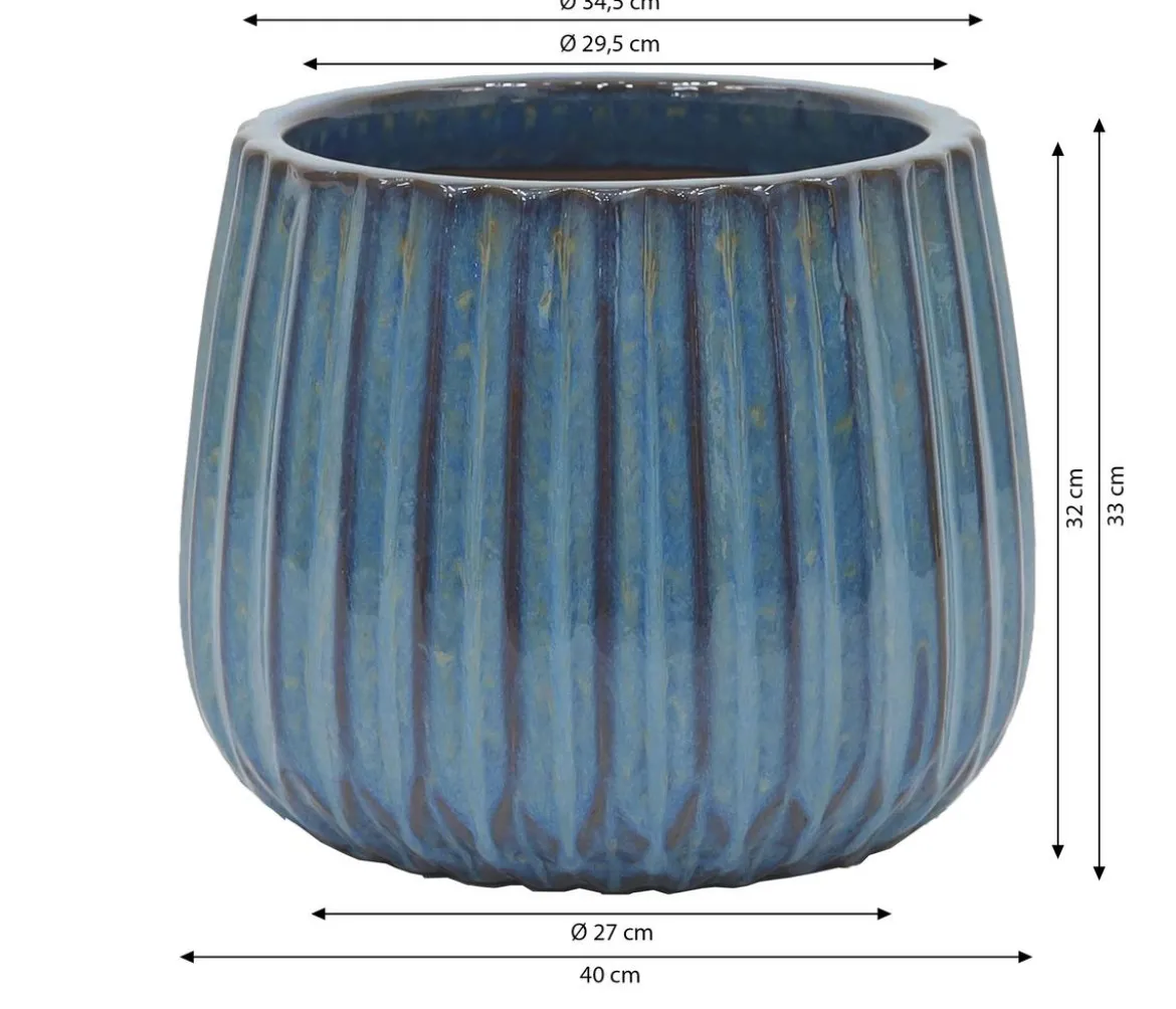Dehner Keramik-Topf Samos, rund, blau