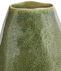 Dehner Keramik-Vase Linn, bauchig, dunkelgrün