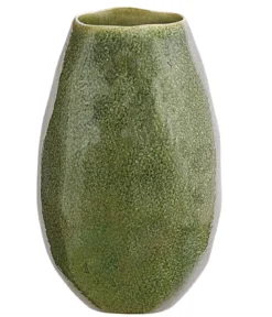 Dehner Keramik-Vase Linn, bauchig, dunkelgrün