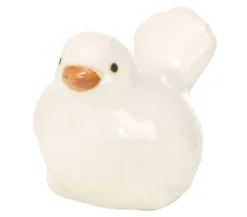 Dehner Keramik Vogel weiß glasiert, 11 cm