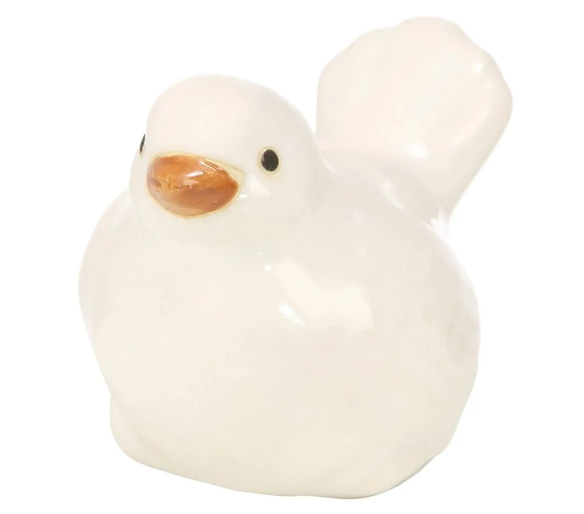 Dehner Keramik Vogel weiß glasiert, 11 cm