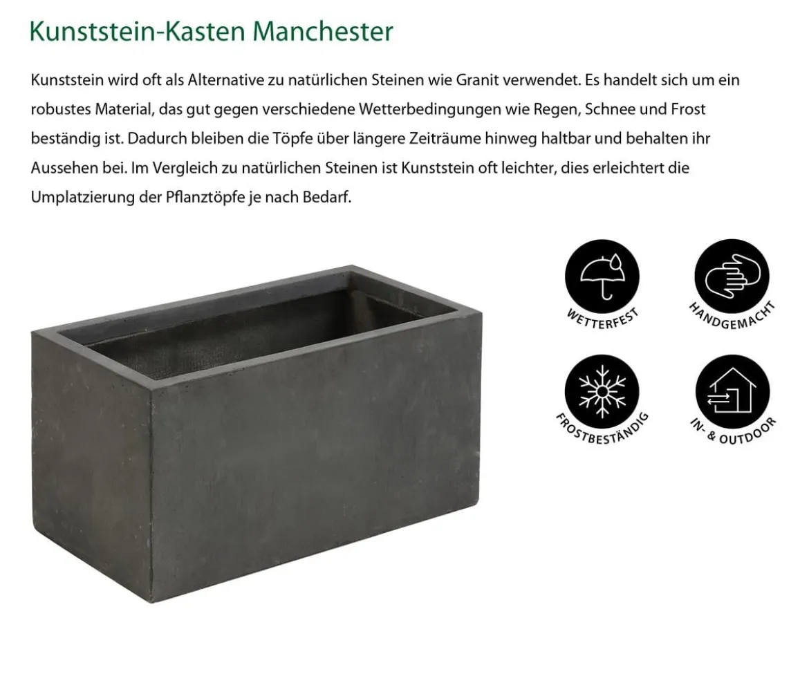 Dehner Kunststein-Kasten Manchester, rechteckig