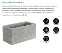 Dehner Kunststein-Kasten Rock, rechteckig, grau