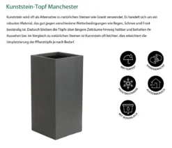 Dehner Kunststein-Topf Manchester, quadratisch