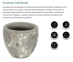 Dehner Kunststein-Topf Mosaik, grau