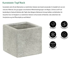 Dehner Kunststein-Topf Rock, quadratisch, grau