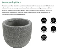 Dehner Kunststein-Topf Rock, rund, grau