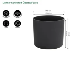 Dehner Kunststoff-Übertopf Lora, rund