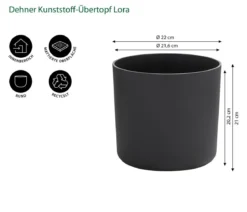 Dehner Kunststoff-Übertopf Lora, rund