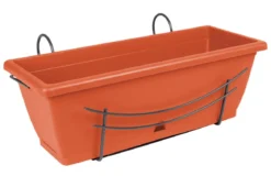 Dehner Kunststoff-Blumenkasten Komplettset, ca. B50/H29/T22 cm, terrakotta