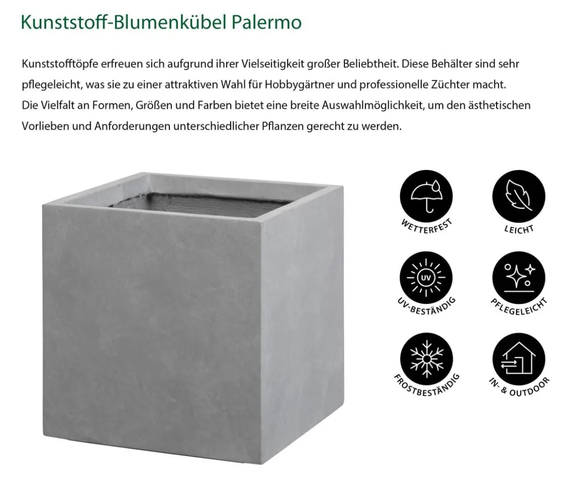 Dehner Kunststoff-Blumenkübel Palermo, quadratisch