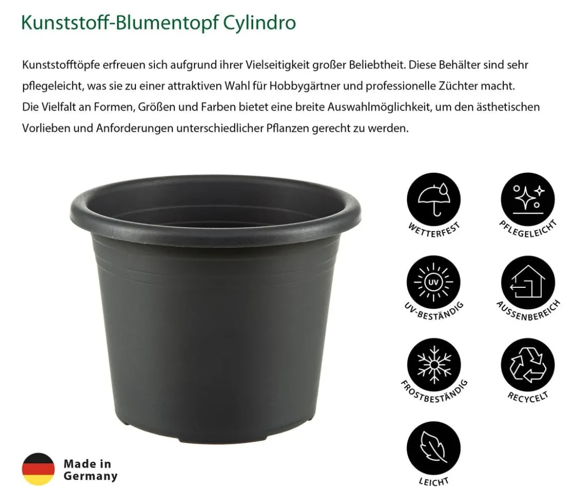 Dehner Kunststoff-Blumentopf Cylindro, rund
