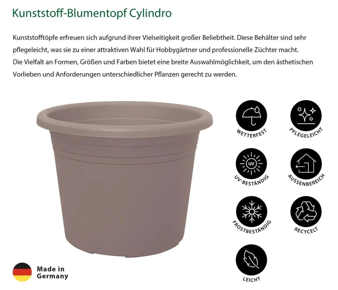 Dehner Kunststoff-Blumentopf Cylindro, rund