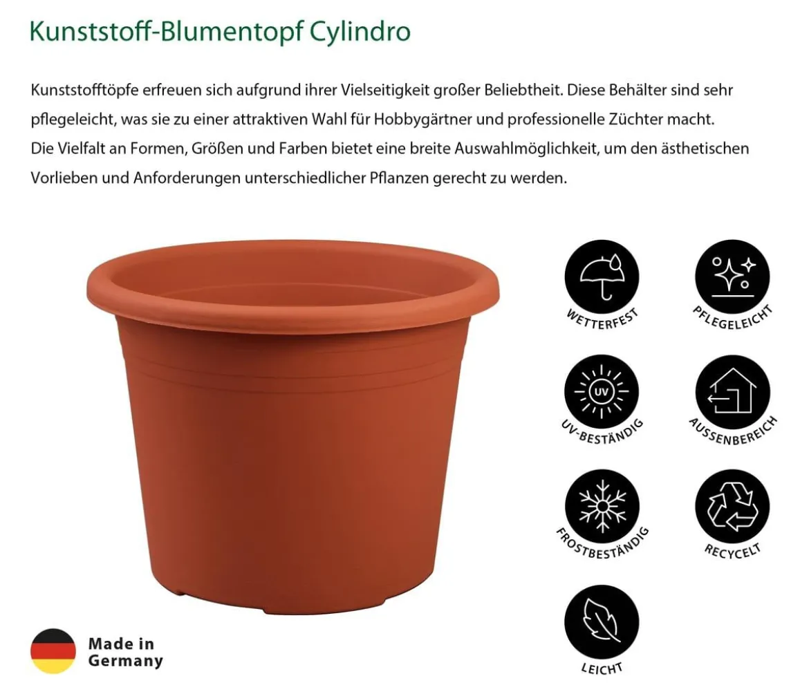 Dehner Kunststoff-Blumentopf Cylindro, rund