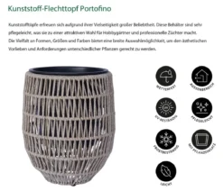 Dehner Kunststoff-Flechttopf Portofino, rund, braun