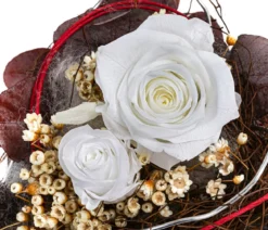 Dehner Kunststoff-Herz mit Longlife-Rose Valentin, weiß, ca. B18/H20/T20 cm
