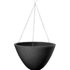 Dehner Kunststoff-Hängeampel San Diego, rund, dunkelgrau, ca. Ø33/H25 cm