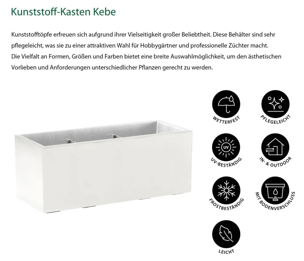 Dehner Kunststoff-Kasten Kebe, rechteckig, ca. B100/H40/T40 cm