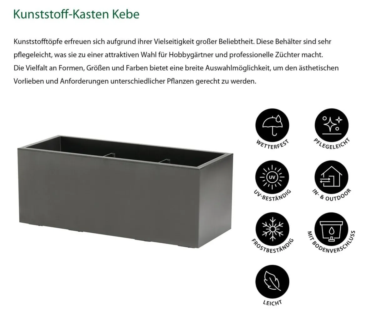 Dehner Kunststoff-Kasten Kebe, rechteckig, ca. B100/H40/T40 cm