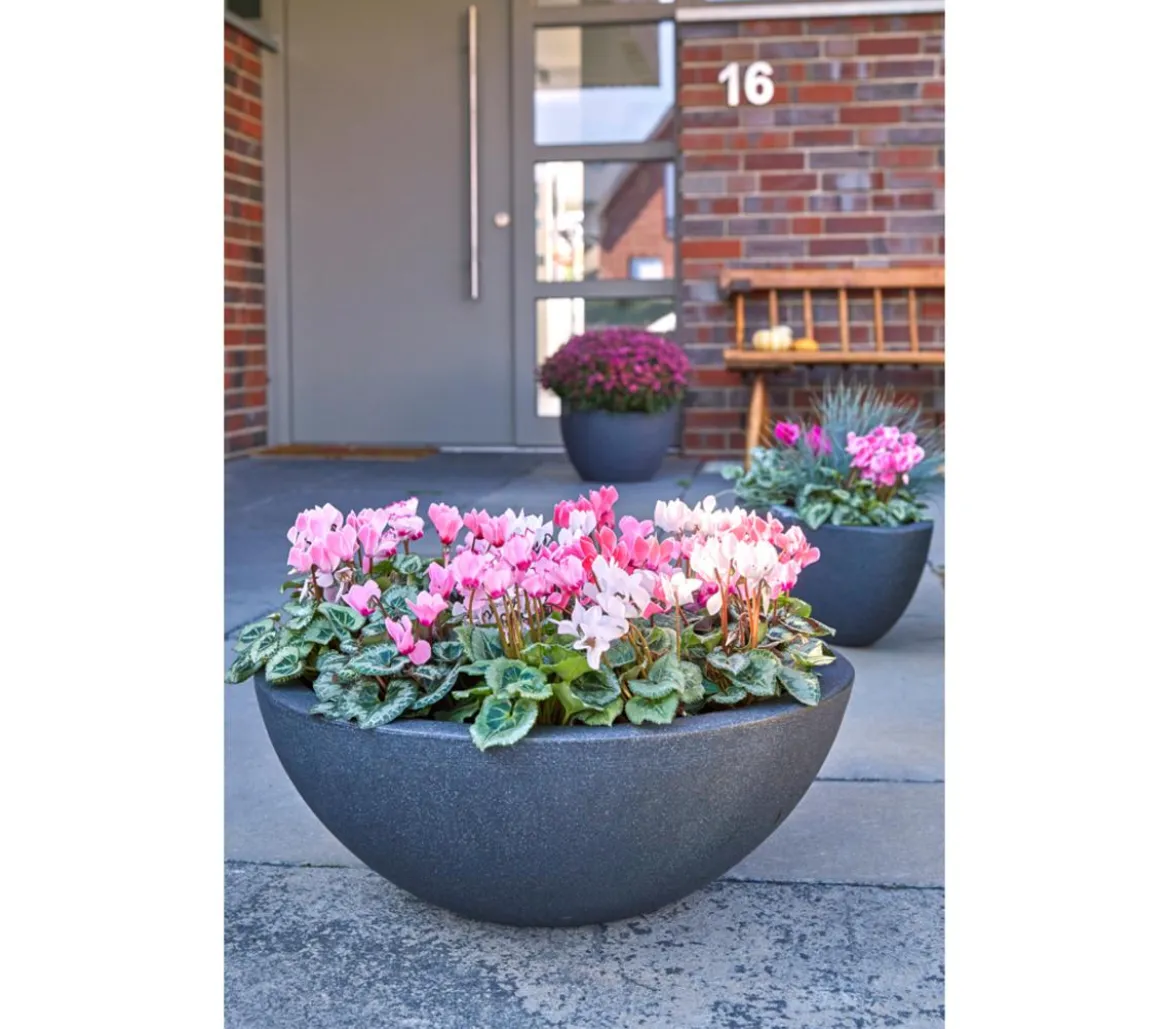 Dehner Kunststoff-Schale Miami, rund, anthrazit, ca. Ø52/H20 cm