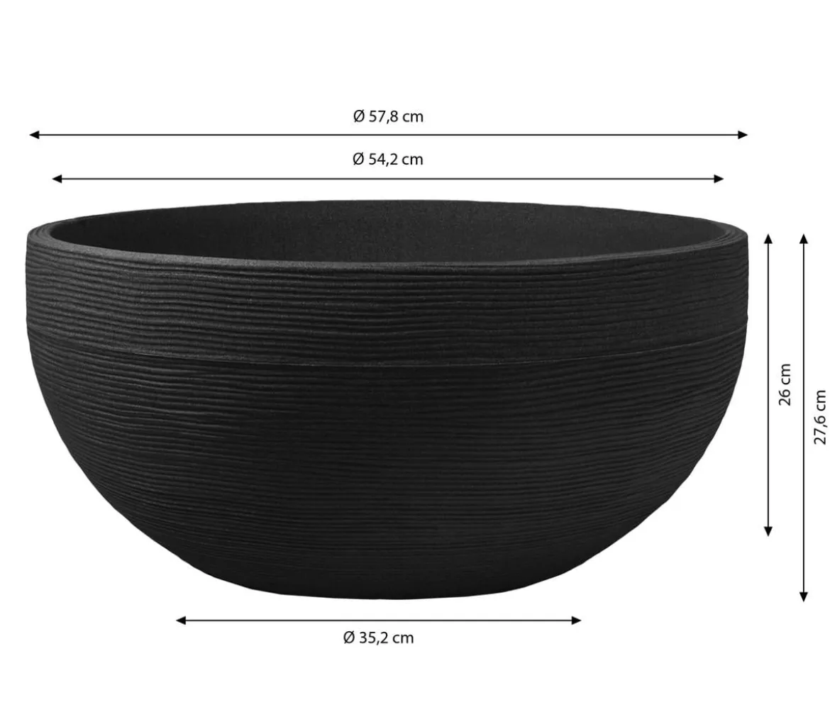 Dehner Kunststoff-Schale Sulco, rund, anthrazit, ca. Ø58/H28 cm