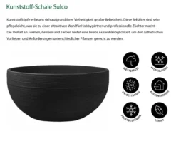 Dehner Kunststoff-Schale Sulco, rund, anthrazit, ca. Ø58/H28 cm