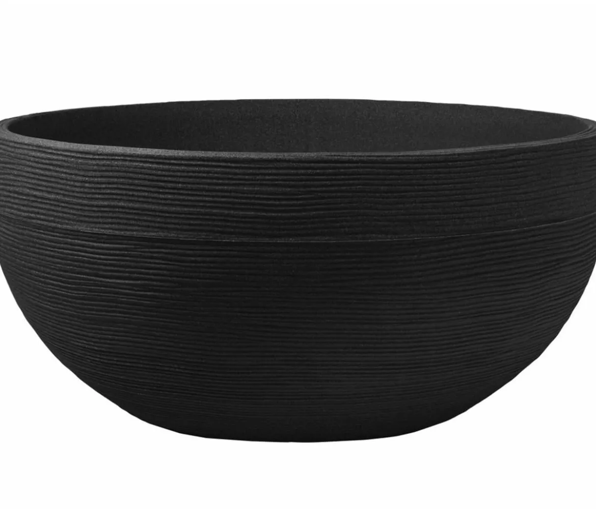 Dehner Kunststoff-Schale Sulco, rund, anthrazit, ca. Ø58/H28 cm
