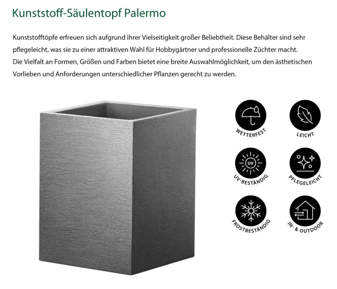 Dehner Kunststoff-Säulentopf Palermo, quadratisch