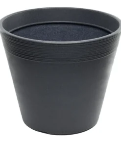 Dehner Kunststoff-Topf Groovy, konisch, anthrazit