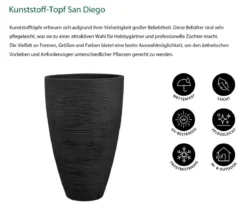 Dehner Kunststoff-Topf San Diego, konisch, anthrazit