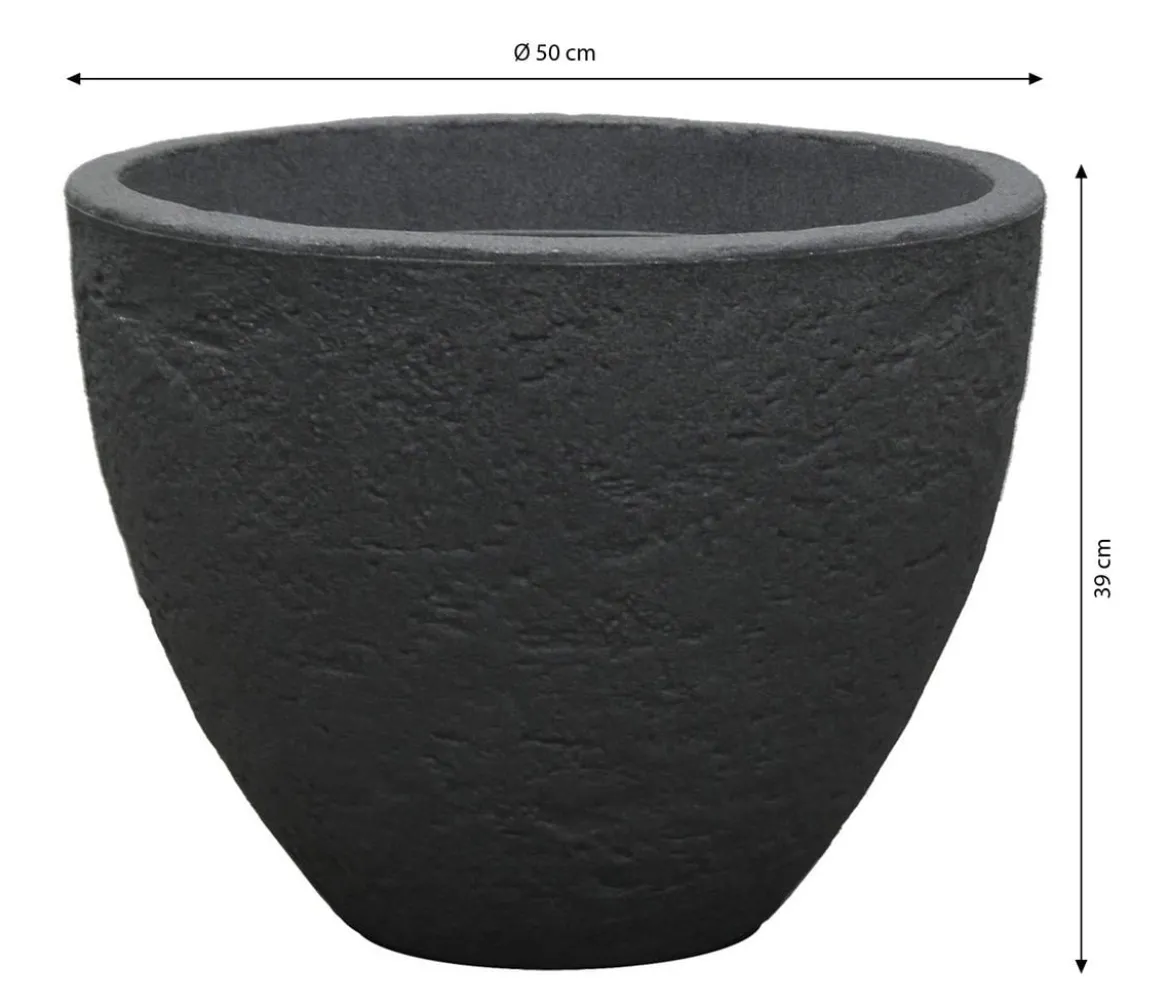 Dehner Kunststoff-Topf Stone, konisch, anthrazit