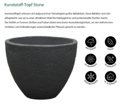 Dehner Kunststoff-Topf Stone, konisch, anthrazit