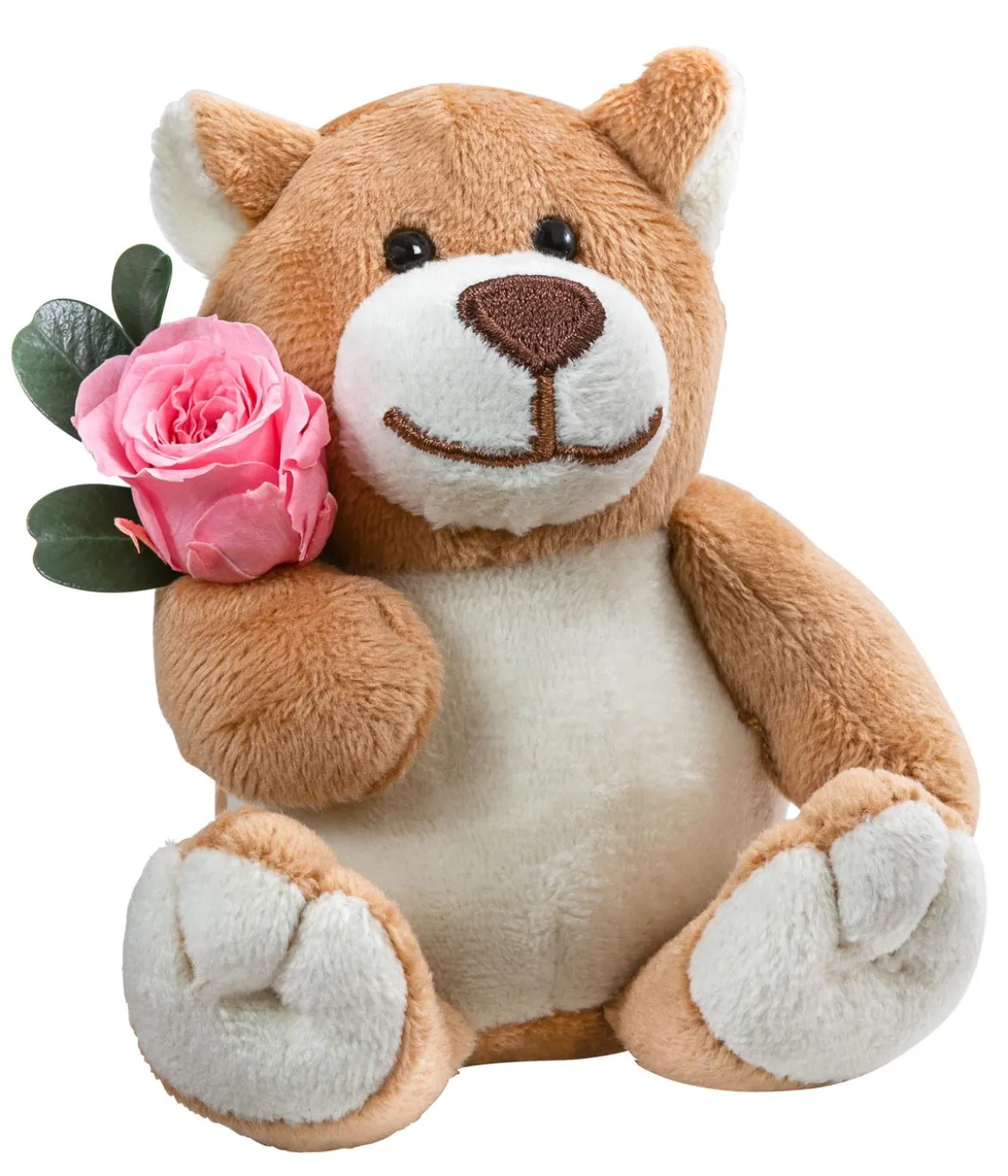 Dehner Kuschelbär mit Longlife-Rose, ca. B6/H10 cm