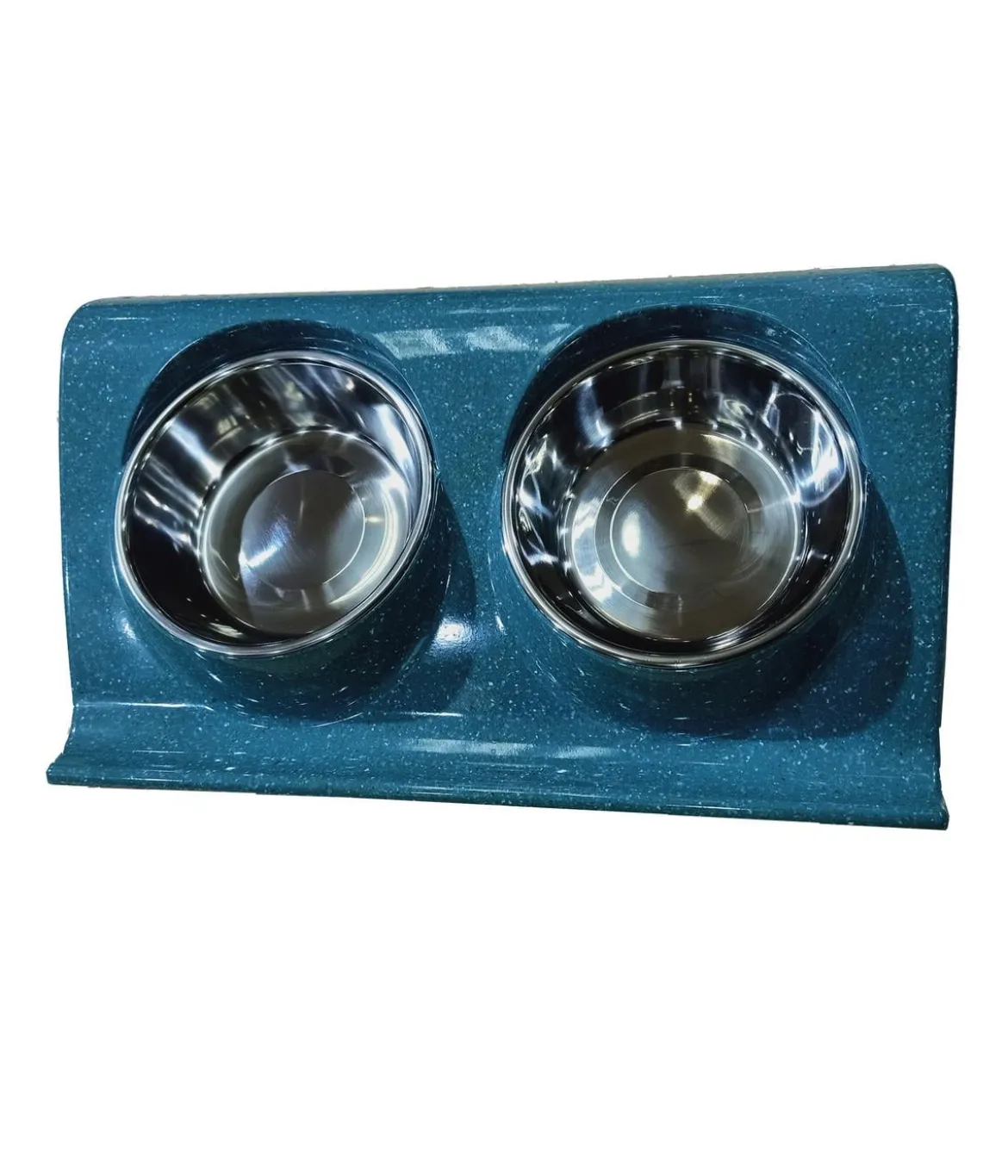 Dehner Lieblinge Doppel-Melaminnapf, silber/blau