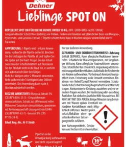 Dehner Lieblinge Floh- und Zeckenschutz Spot On für kleine Hunde, 4 x 1 ml