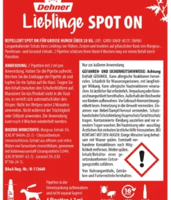Dehner Lieblinge Floh- und Zeckenschutz Spot On für große Hunde, 4 x 2 ml