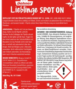 Dehner Lieblinge Floh- und Zeckenschutz Spot On für mittelgroße Hunde, 4 x 2 ml