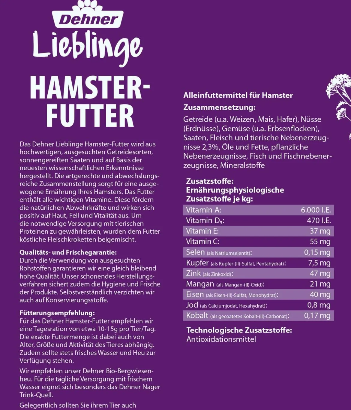 Dehner Lieblinge Hamster-Futter, 500 g