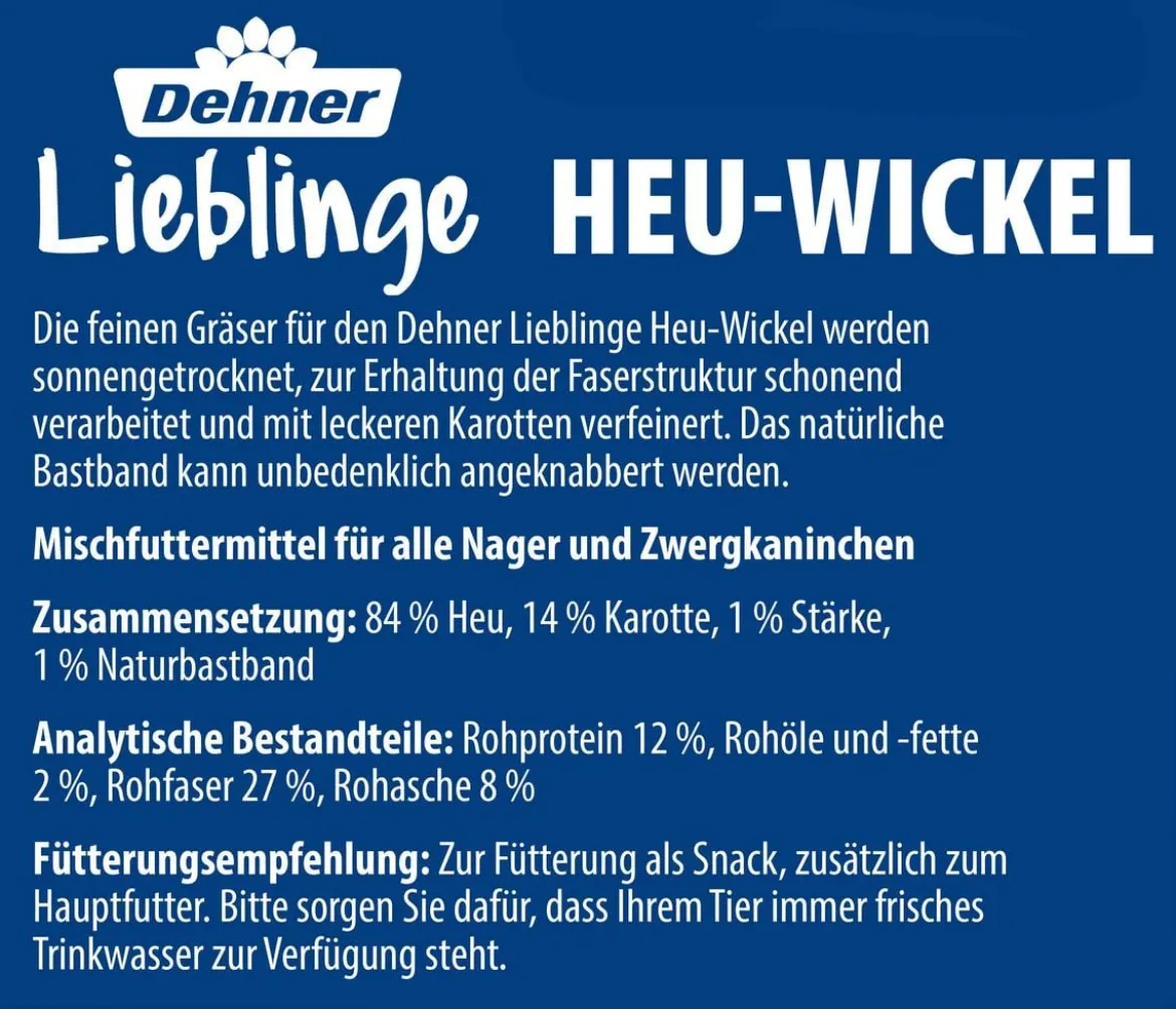 Dehner Lieblinge Heu-Wickel mit Karotten-Topping, 75 g