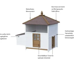 Dehner Lieblinge Hühnerstall Florenz, weiß/braun, ca. B122,3/H120,7/T91,7 cm