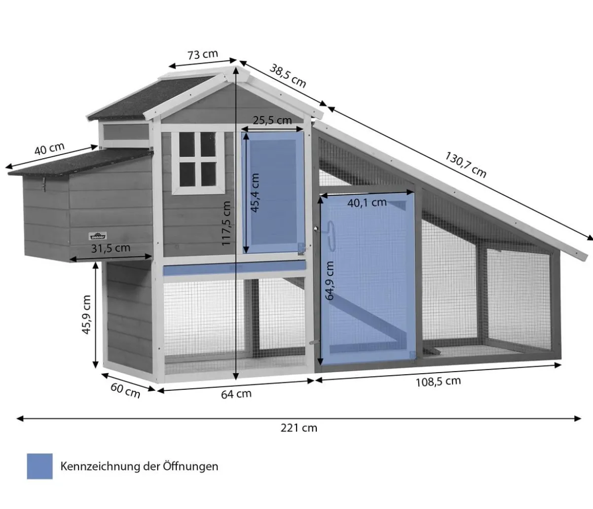 Dehner Lieblinge Hühnerstall Cottage, hellblau, ca. B221/H117,5/T73 cm