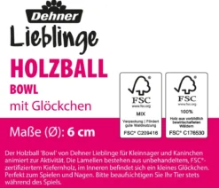 Dehner Lieblinge Holzball Bowl mit Glöckchen, ca. Ø6 cm