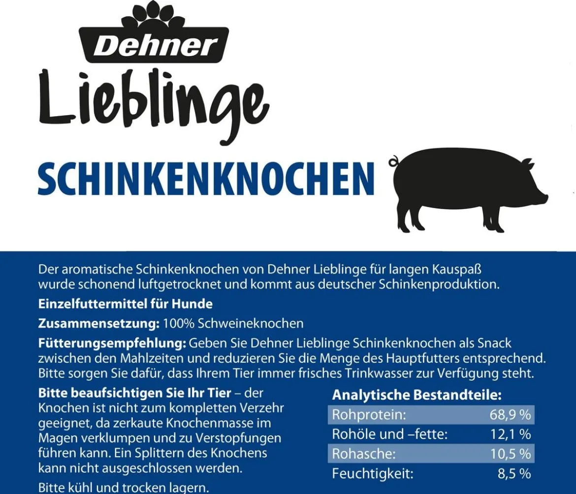 Dehner Lieblinge Hundesnack Schinkenknochen, groß
