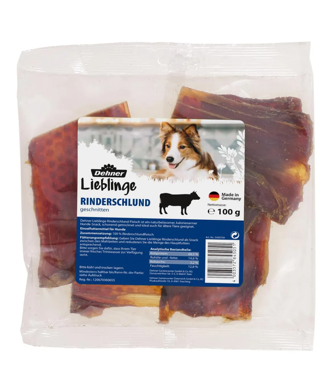 Dehner Lieblinge Hundesnack Rinderschlund geschnitten