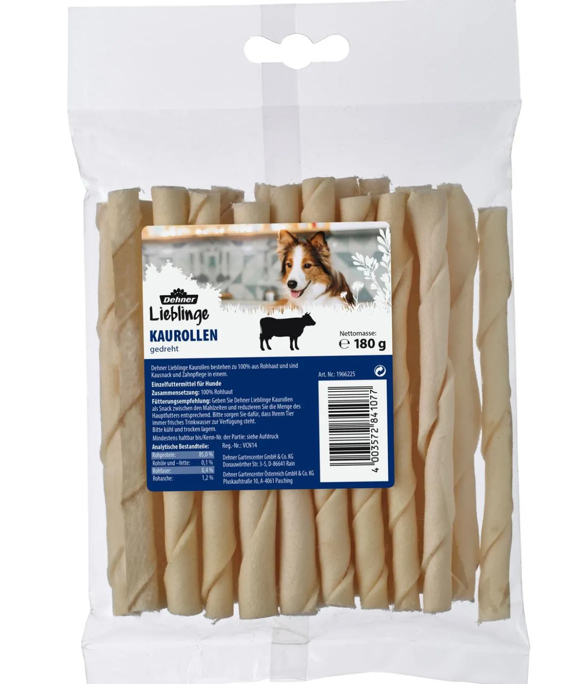Dehner Lieblinge Hundesnack Kaurollen, gedreht, 180 g 20 Stk.