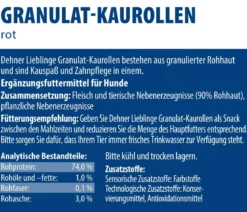 Dehner Lieblinge Hundesnack Granulat-Kaurollen, rot, 50 Stk.