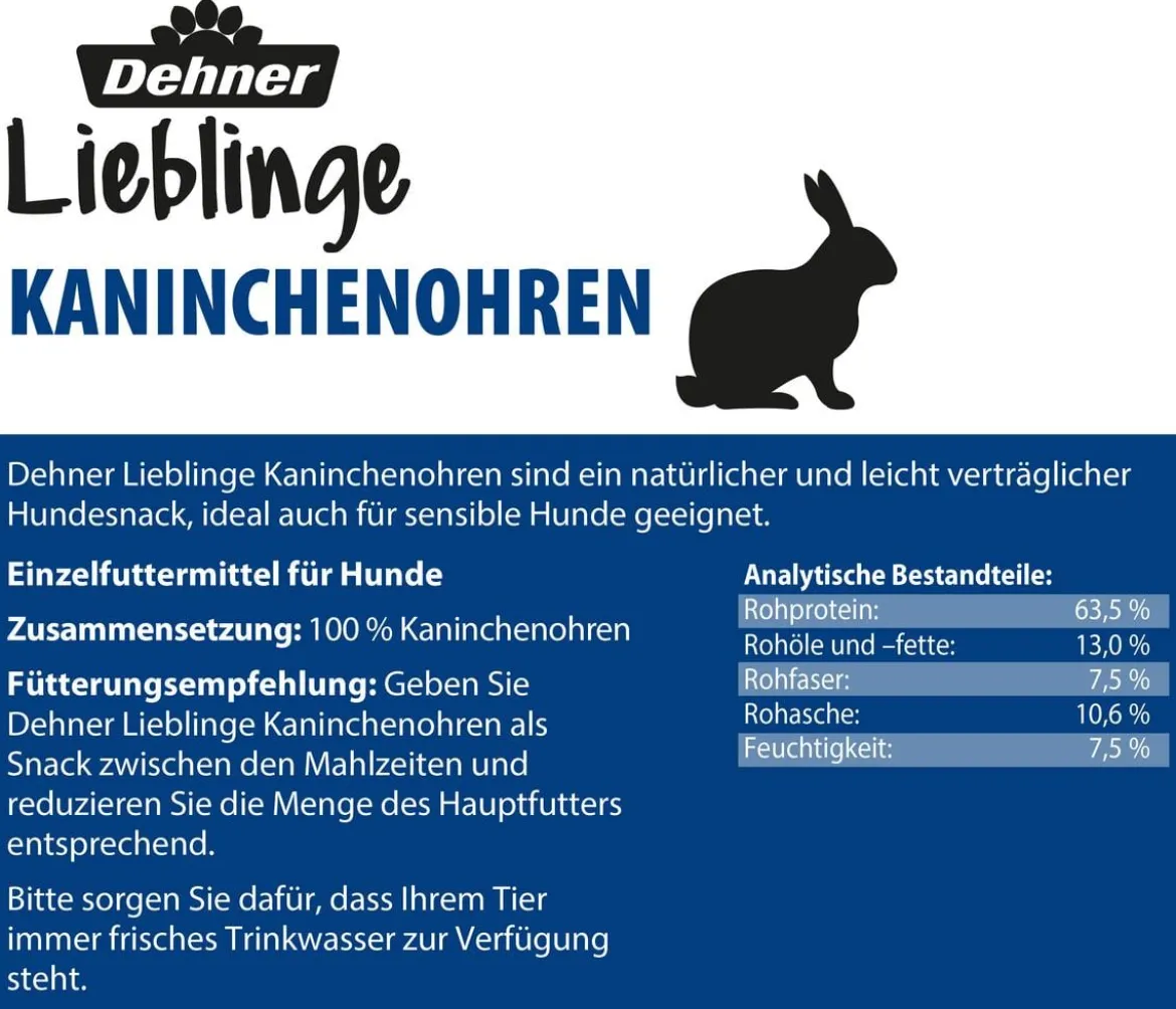 Dehner Lieblinge Hundesnack Kaninchenohren mit Fell