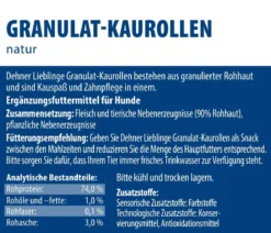 Dehner Lieblinge Hundesnack Granulat-Kaurollen, natur, 50 Stk., 350 g